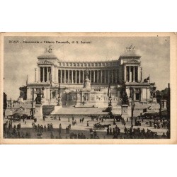 Rome monument Victor-Emmanuel II Vittoriano animé sur la Piazza Venezia carte postale ancienne