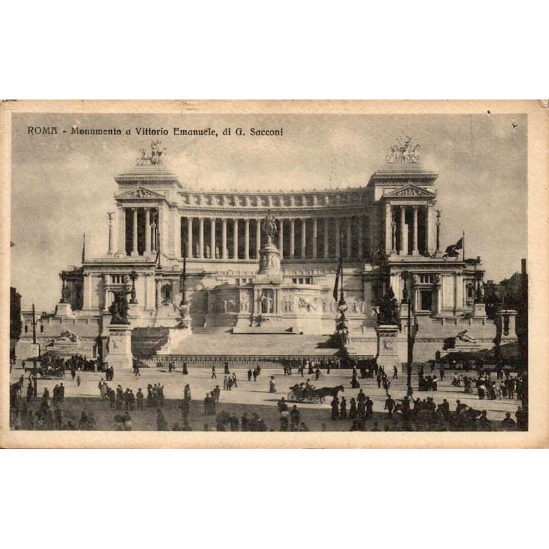 Rome monument Victor-Emmanuel II Vittoriano animé sur la Piazza Venezia carte postale ancienne