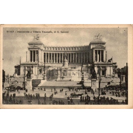 Rome monument Victor-Emmanuel II Vittoriano animé sur la Piazza Venezia carte postale ancienne