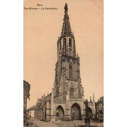 Berne cathédrale Münster et clocher gothique carte postale ancienne Franco-Suisse