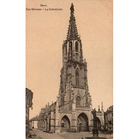 Berne cathédrale Münster et clocher gothique carte postale ancienne Franco-Suisse