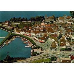 CPSM Rapperswil Suisse vue aérienne du port, château, vieille ville et lac de Zurich