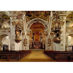 CPSM Einsiedeln Suisse intérieur baroque de l'église abbatiale et chœur de l'abbaye