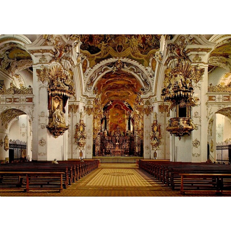 CPSM Einsiedeln Suisse intérieur baroque de l'église abbatiale et chœur de l'abbaye