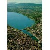 CPSM Zürich Suisse vue aérienne du lac, Limmat, vieille ville et centre historique