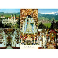 CPSM Maria Einsiedeln Suisse abbaye Vierge noire église baroque carte circulée 1966