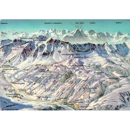 CPSM Sörenberg Entlebuch Suisse domaine skiable pistes remontées mécaniques panorama 1978