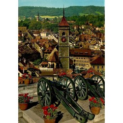 CPSM Schaffhausen vieille ville canons Munot église Saint-Jean Suisse