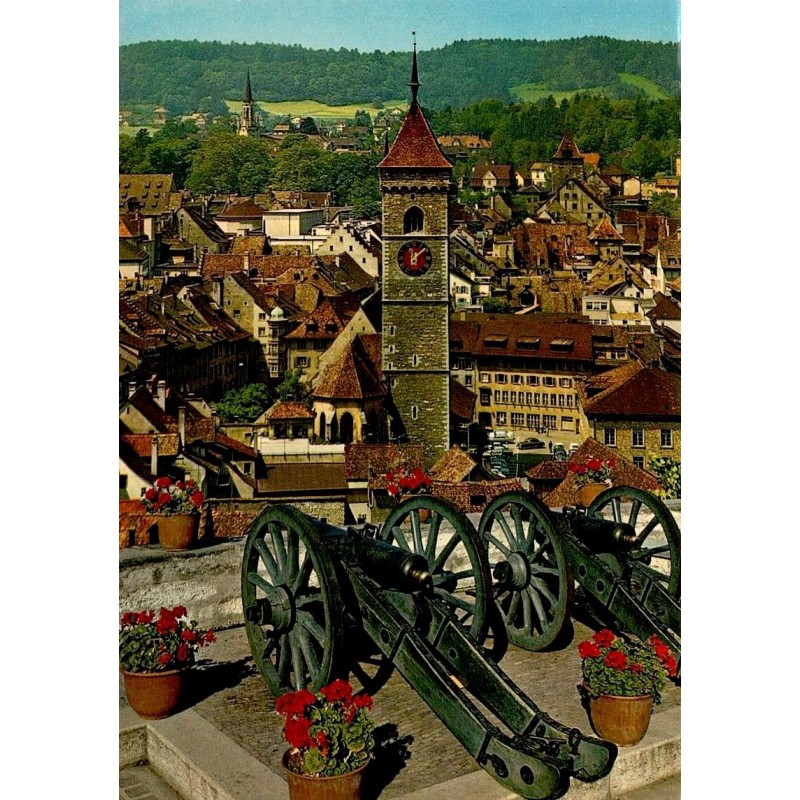 CPSM Schaffhausen vieille ville canons Munot église Saint-Jean Suisse