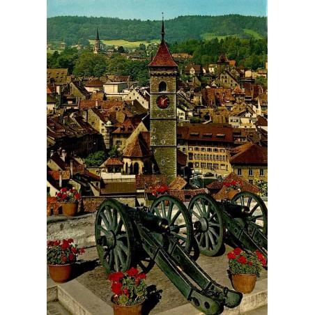 CPSM Schaffhausen vieille ville canons Munot église Saint-Jean Suisse