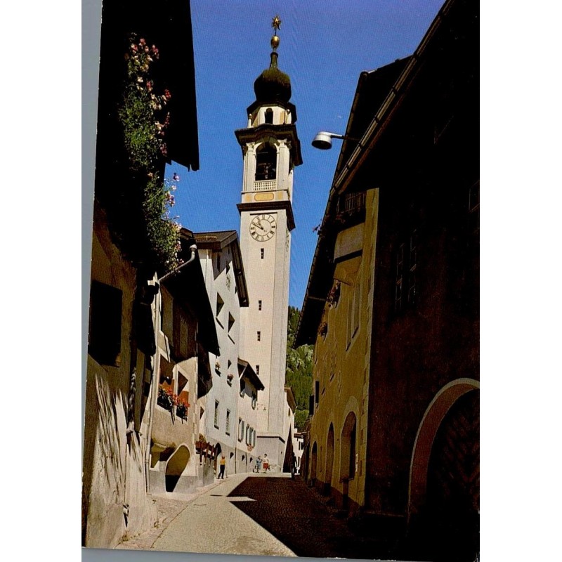 CPSM Samedan Engadin rue ancienne clocher église Grisons Suisse