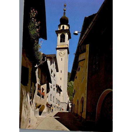 CPSM Samedan Engadin rue ancienne clocher église Grisons Suisse