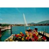 CPSM Genève Jet d’eau lac Léman bateaux Suisse carte postale