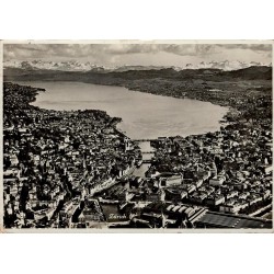 Zürich vue panoramique ville lac Alpes Uetliberg Suisse CPSM 1956