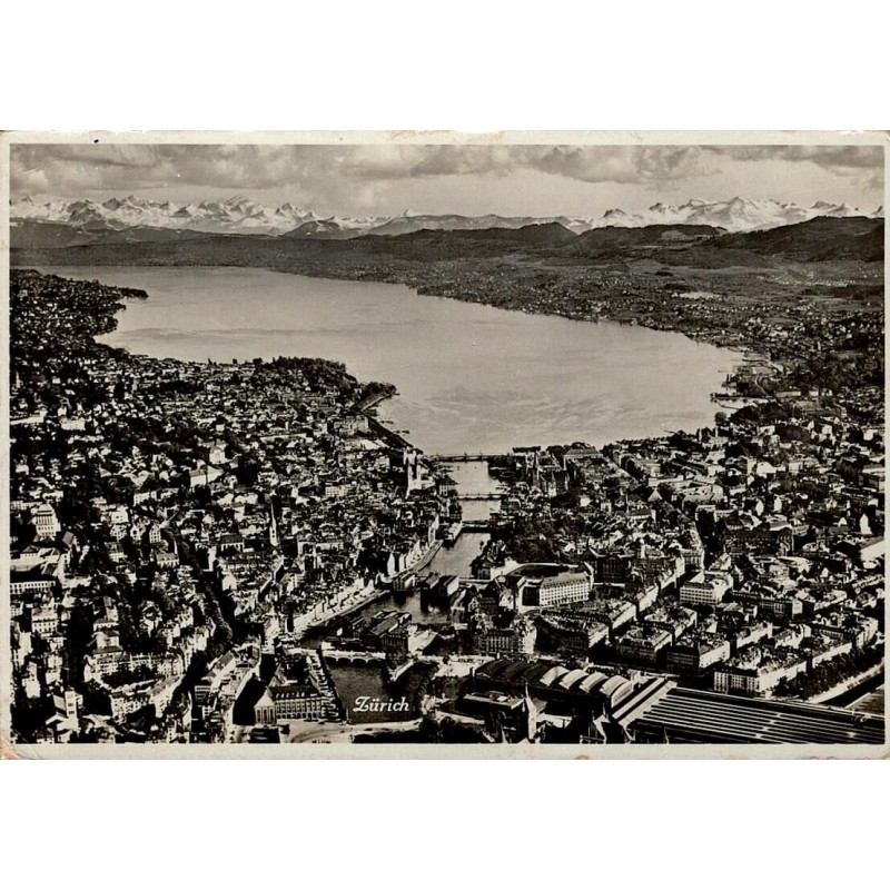 Zürich vue panoramique ville lac Alpes Uetliberg Suisse CPSM 1956