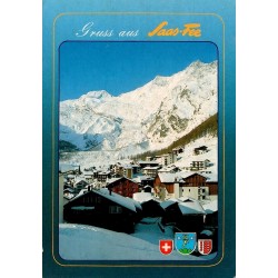 Saas-Fee village enneigé Valais Alpes Suisse CPSM circulée