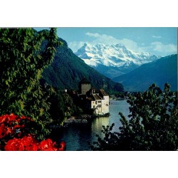 Château de Chillon lac Léman Dents du Midi Suisse CPSM