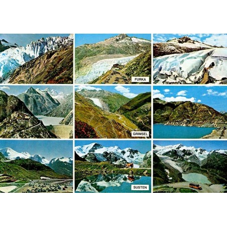 Cols Furka Grimsel Susten glaciers Alpes suisses CPSM multivues