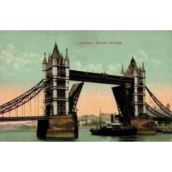 CPA Londres Tower Bridge ouvert avec bateau à vapeur sur la Tamise