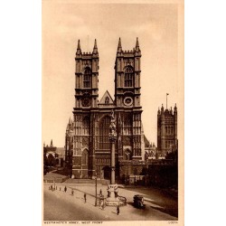 CPSM Londres Westminster Abbey façade ouest avec piétons et automobile