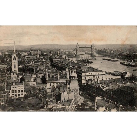 CPA Londres panorama depuis le Monument vers la Tamise et Tower Bridge en 1913