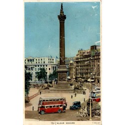 CPSM Londres Trafalgar Square colonne Nelson autobus rouge et attelage