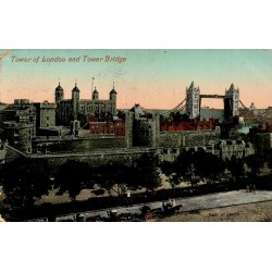 CPA Londres Tour de Londres Tower Bridge et attelage circulée en 1910