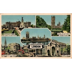 CPSM Londres multivues Buckingham Palace Parlement Strand Marble Arch 1953