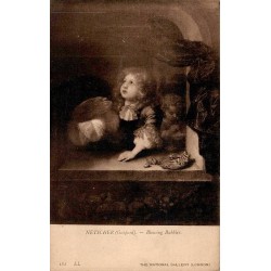 CPA Londres National Gallery Gaspard Netscher Blowing Bubbles enfant