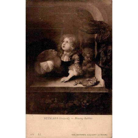 CPA Londres National Gallery Gaspard Netscher Blowing Bubbles enfant