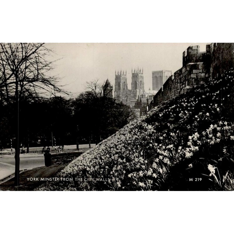 CPSM York Minster from City Walls remparts cathédrale Angleterre 1961