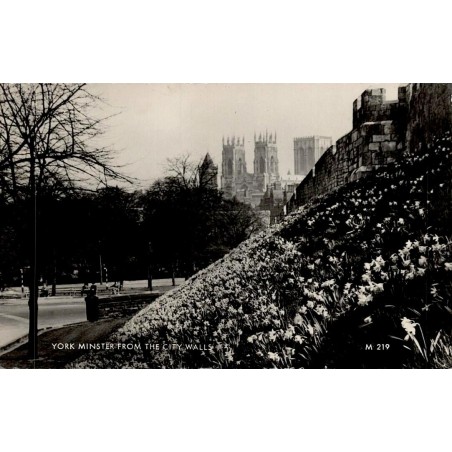 CPSM York Minster from City Walls remparts cathédrale Angleterre 1961