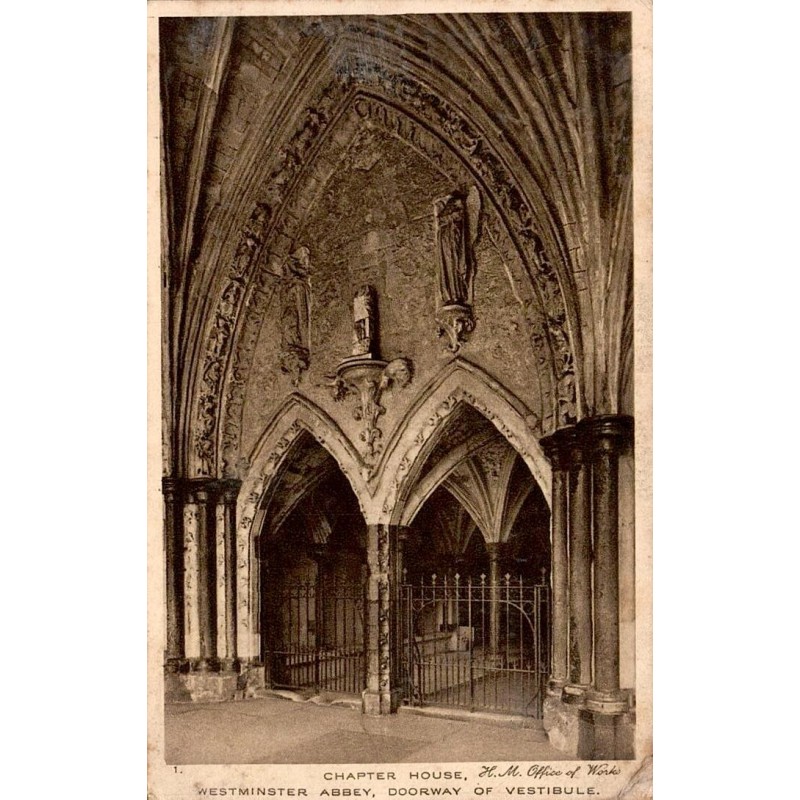 CPA Londres Westminster Abbey Chapter House entrée du vestibule 1930