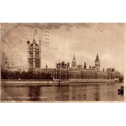 CPSM Londres Houses of Parliament Big Ben et palais de Westminster depuis la Tamise en 1930