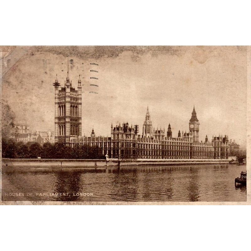 CPSM Londres Houses of Parliament Big Ben et palais de Westminster depuis la Tamise en 1930