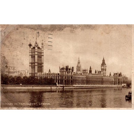 CPSM Londres Houses of Parliament Big Ben et palais de Westminster depuis la Tamise en 1930