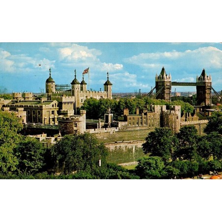 CPSM Londres Tower of London et Tower Bridge vue panoramique Angleterre