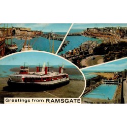 CPSM Ramsgate port hovercraft Hoverlloyd piscine Kent Angleterre 1974
