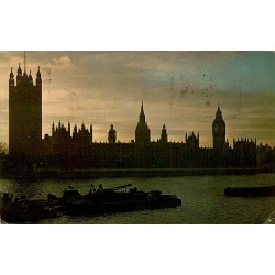 CPSM Londres lever du soleil Houses of Parliament Big Ben Tamise 1971