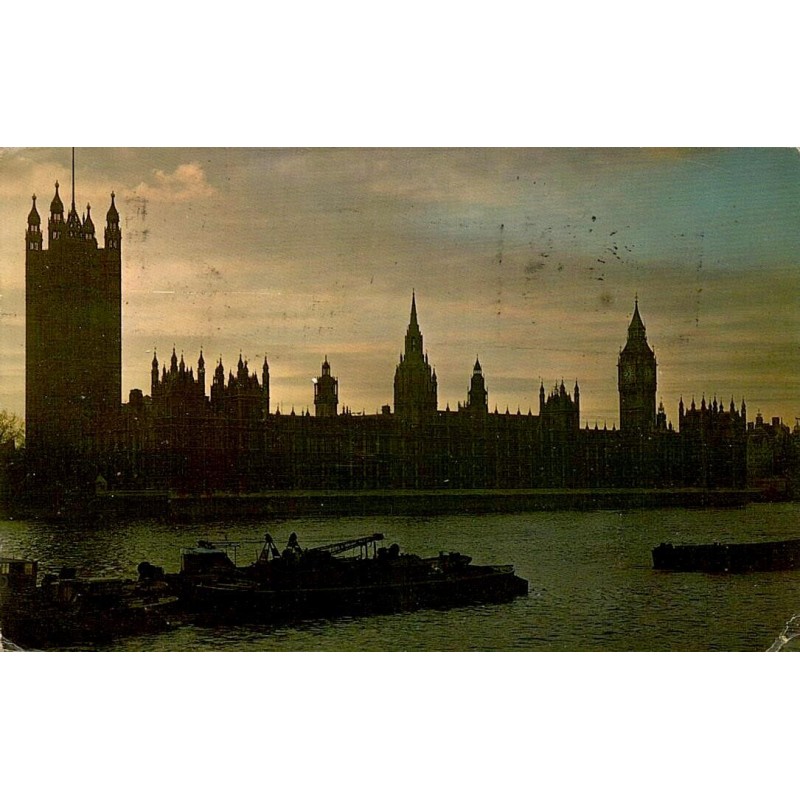 CPSM Londres lever du soleil Houses of Parliament Big Ben Tamise 1971