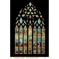 CPSM Chichester Cathedral vitrail du transept sud Sussex Angleterre