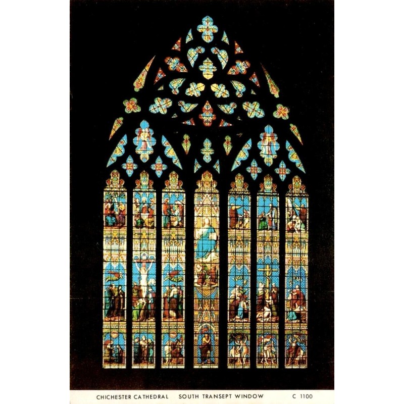 CPSM Chichester Cathedral vitrail du transept sud Sussex Angleterre