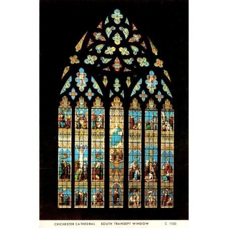 CPSM Chichester Cathedral vitrail du transept sud Sussex Angleterre