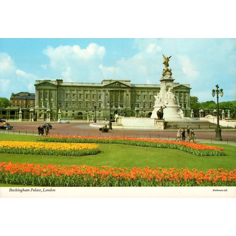 CPSM Londres Buckingham Palace Victoria Memorial et jardins fleuris