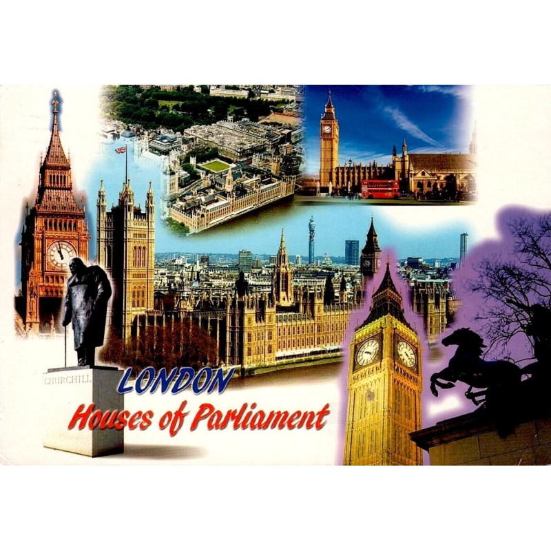 CPM Londres Houses of Parliament Big Ben Churchill Westminster Angleterre