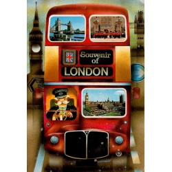 CPSM Londres Souvenir of London autobus rouge Tower Bridge Big Ben 1987