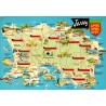 CPM Jersey carte illustrée des sites touristiques et paroisses des Îles Anglo-Normandes