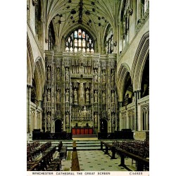 CPM Winchester Cathedral intérieur et Great Screen gothique dans le Hampshire en Angleterre