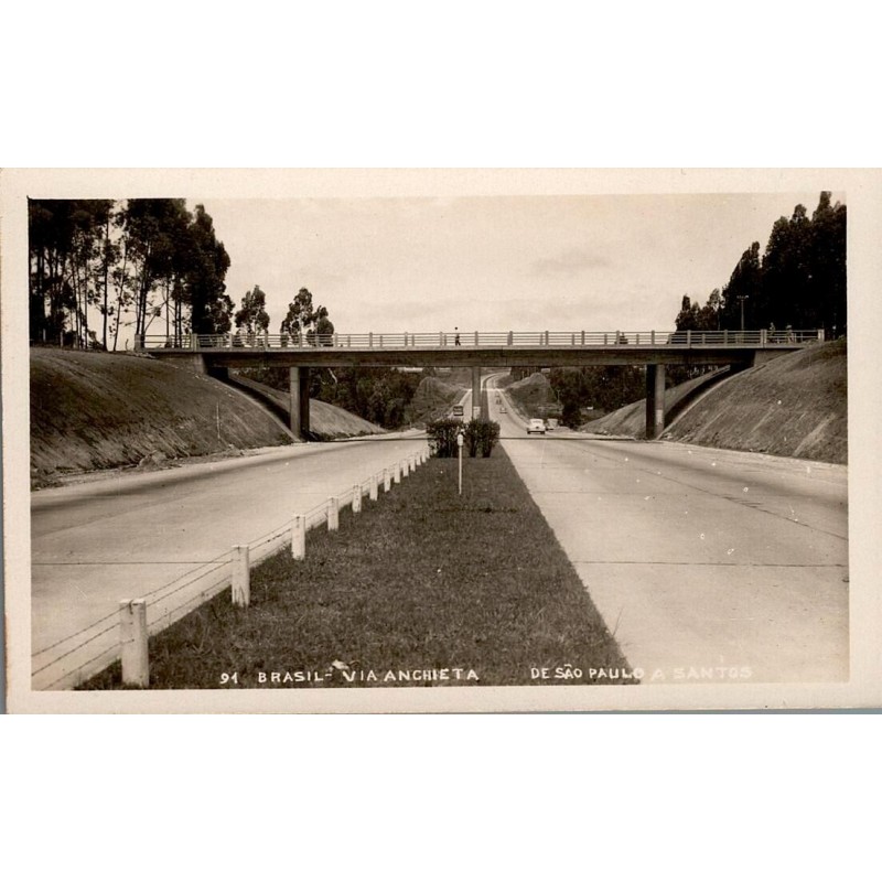 CPSM Brésil Via Anchieta route de São Paulo à Santos automobiles et pont routier