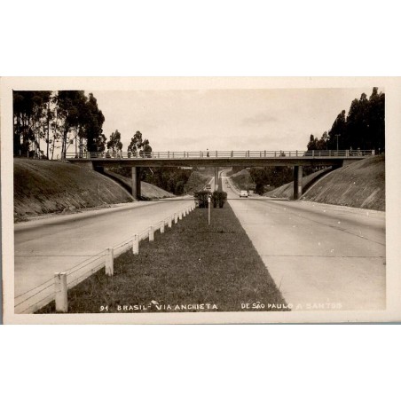 CPSM Brésil Via Anchieta route de São Paulo à Santos automobiles et pont routier